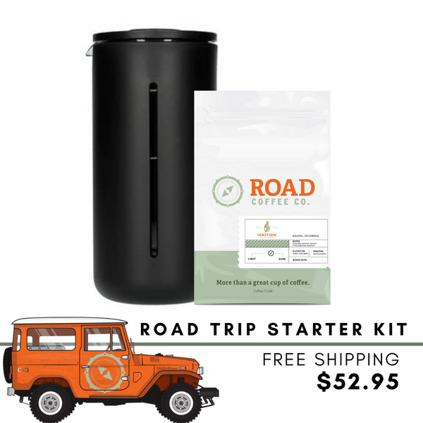 Road Trip French Press Starter Kit featuring Timemore Little U French Press and Ignition Blend Road Coffee