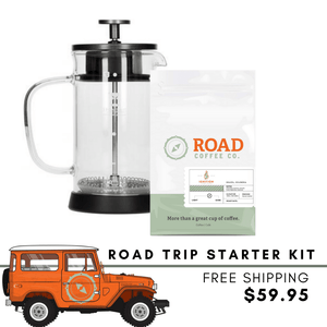 Road Trip French Press Starter Kit featuring Timemore Glass French Press and Ignition Blend Road Coffee