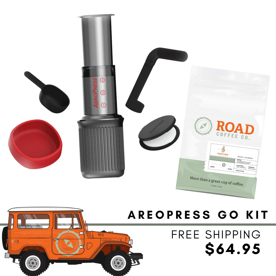 AeroPress Go Road Trip Starter Kit with AeroPress Go and medium roast Ignition blend Road Coffee